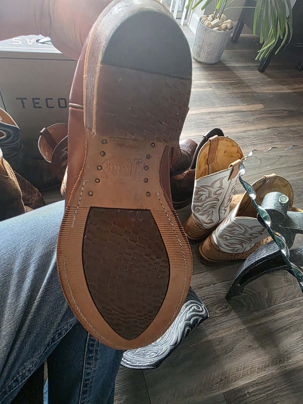 Leather Men's Cowboy Boots - Brown